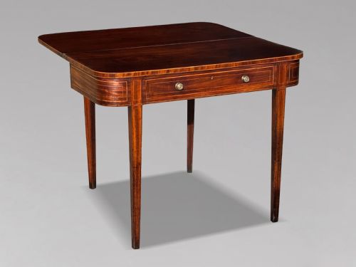 18TH CENTURY GEORGE III MAHOGANY INLAID FOLDOVER TEA TABLE C1780 - ADDITIONAL PHOTO 11