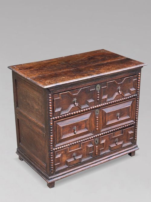 17TH CENTURY CHARLES II OAK GEOMETRIC CHEST OF DRAWERS C1680 - ADDITIONAL PHOTO 10