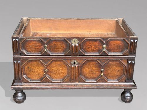 17TH CENTURY CHARLES II OAK GEOMETRIC CHEST OF DRAWERS C1680 - ADDITIONAL PHOTO 2