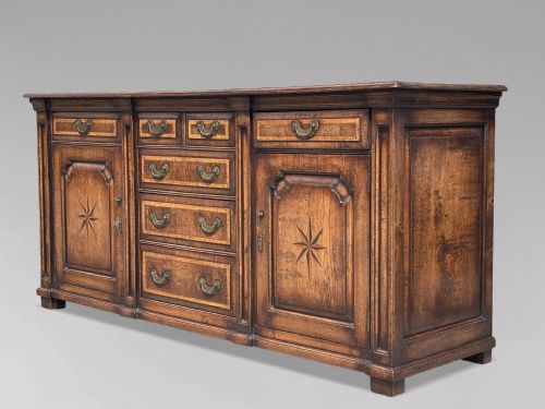 19TH CENTURY GEORGIAN OAK BURR ELM MARQUETRY DRESSER BASE C1820 - ADDITIONAL PHOTO 1