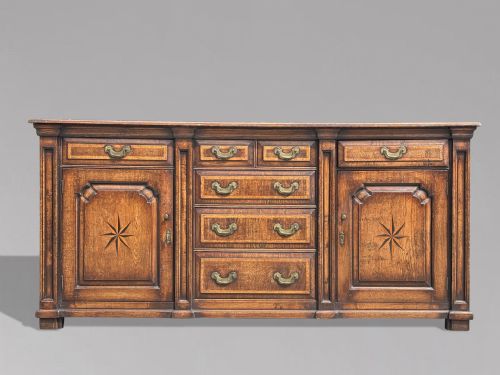 19TH CENTURY GEORGIAN OAK BURR ELM MARQUETRY DRESSER BASE C1820 - ADDITIONAL PHOTO 2