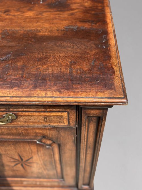 19TH CENTURY GEORGIAN OAK BURR ELM MARQUETRY DRESSER BASE C1820 - ADDITIONAL PHOTO 7