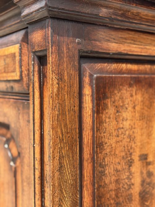 19TH CENTURY GEORGIAN OAK BURR ELM MARQUETRY DRESSER BASE C1820 - ADDITIONAL PHOTO 10