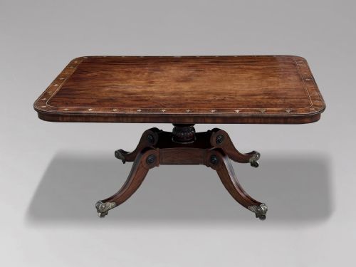 18TH CENTURY GEORGE III MAHOGANY BRASS INLAY CENTRE TABLE C1790 - ADDITIONAL PHOTO 1