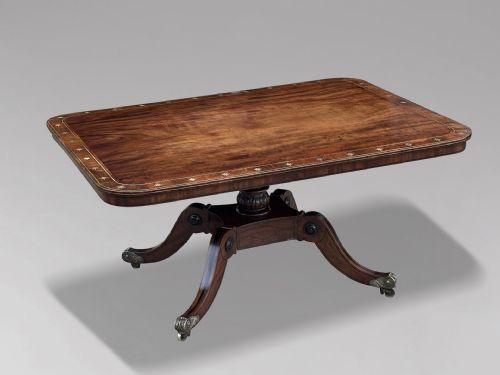 18TH CENTURY GEORGE III MAHOGANY BRASS INLAY CENTRE TABLE C1790 - ADDITIONAL PHOTO 2