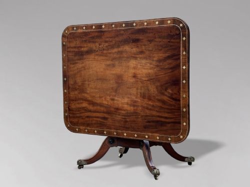18TH CENTURY GEORGE III MAHOGANY BRASS INLAY CENTRE TABLE C1790 - ADDITIONAL PHOTO 3