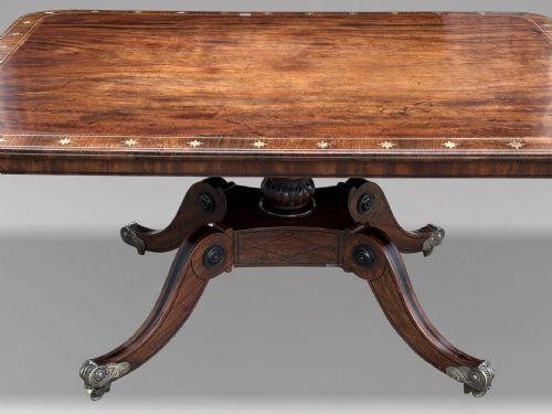 18TH CENTURY GEORGE III MAHOGANY BRASS INLAY CENTRE TABLE C1790 - ADDITIONAL PHOTO 6