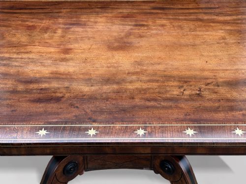 18TH CENTURY GEORGE III MAHOGANY BRASS INLAY CENTRE TABLE C1790 - ADDITIONAL PHOTO 11