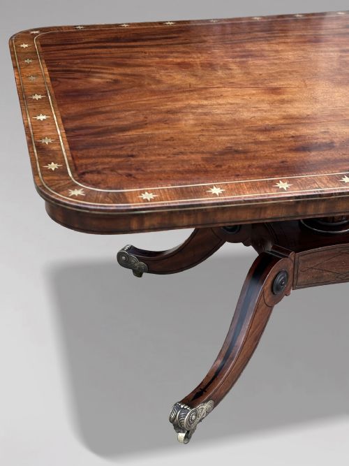18TH CENTURY GEORGE III MAHOGANY BRASS INLAY CENTRE TABLE C1790 - ADDITIONAL PHOTO 13