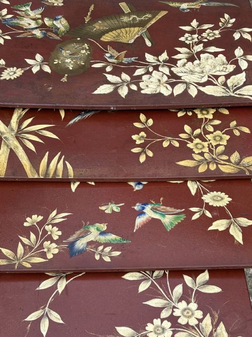 19TH CENTURY FRENCH NEST OF 4 FLORAL PAINTED TABLES C1880 - ADDITIONAL PHOTO 8