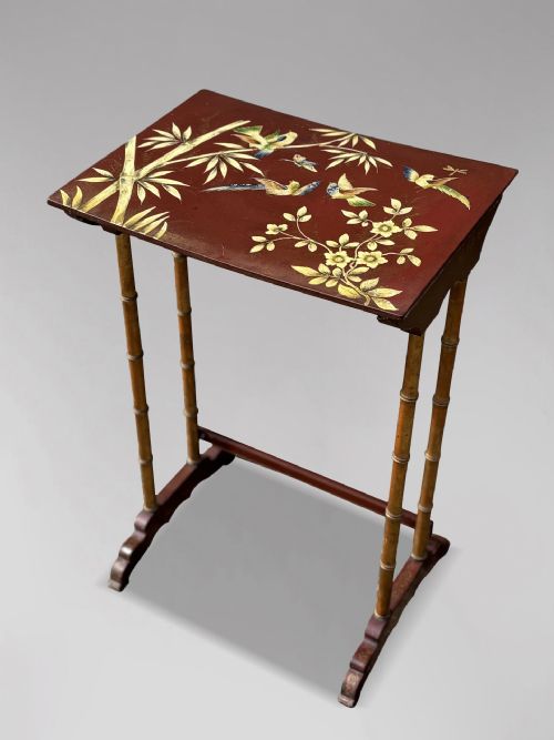 19TH CENTURY FRENCH NEST OF 4 FLORAL PAINTED TABLES C1880 - ADDITIONAL PHOTO 10