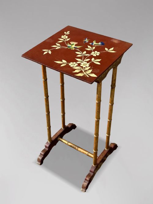 19TH CENTURY FRENCH NEST OF 4 FLORAL PAINTED TABLES C1880 - ADDITIONAL PHOTO 12