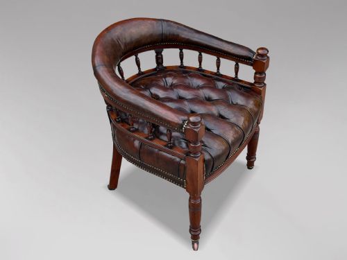 19TH CENTURY BROWN LEATHER MAHOGANY CAPTAIN'S DESK ARMCHAIR - ADDITIONAL PHOTO 8