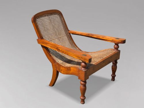 fig 2. PAIR OF 20TH CENTURY LARGE TEAK & CANE COLONIAL PLANTERS CHAIRS