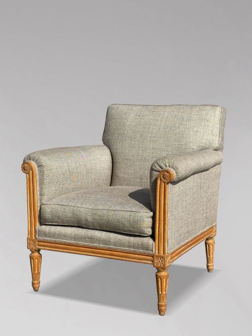 PAIR OF 19TH CENTURY FRENCH LOUIS XVI UPHOLSTERED ARMCHAIRS C1880 - ADDITIONAL PHOTO 3