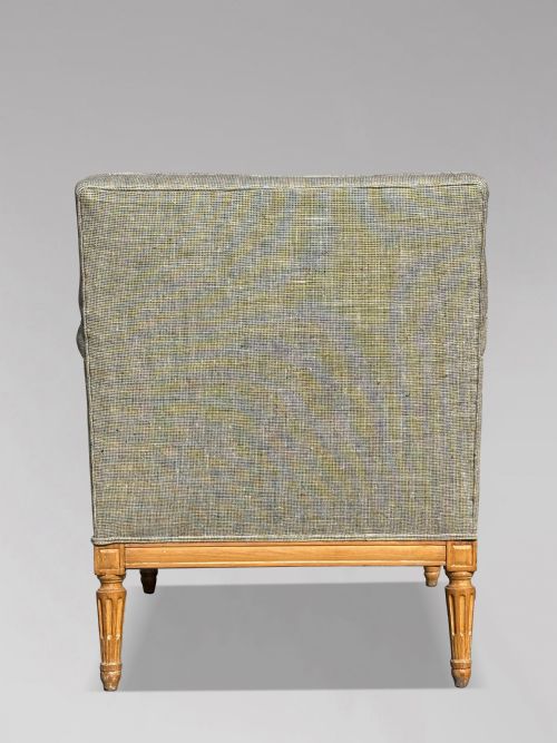 PAIR OF 19TH CENTURY FRENCH LOUIS XVI UPHOLSTERED ARMCHAIRS C1880 - ADDITIONAL PHOTO 4