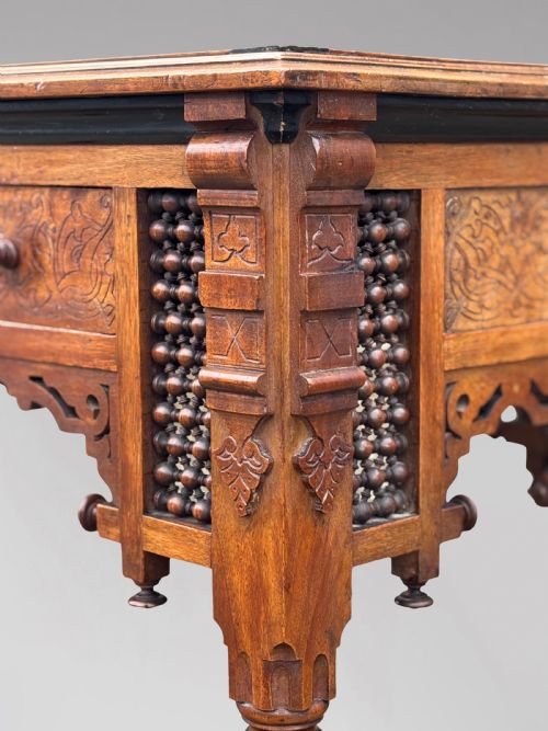 19TH CENTURY AESTHETIC MOVEMENT MOORISH INLAY TABLE C1880 - ADDITIONAL PHOTO 5