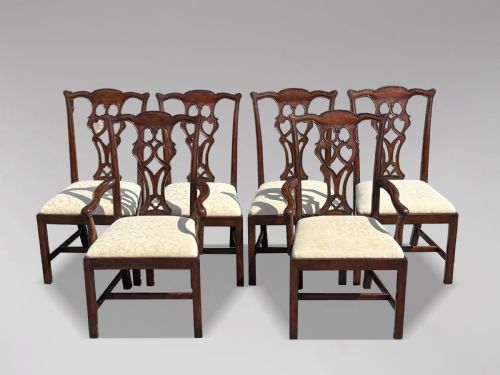 SET OF 6 MAHOGANY EDWARDIAN CHIPPENDALE DINING CHAIRS C1910