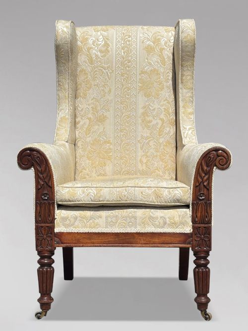19TH CENTURY WILLIAM IV PERIOD MAHOGANY WING BACK ARMCHAIR C1830 - ADDITIONAL PHOTO 1