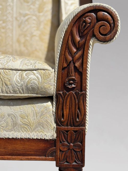 19TH CENTURY WILLIAM IV PERIOD MAHOGANY WING BACK ARMCHAIR C1830 - ADDITIONAL PHOTO 3