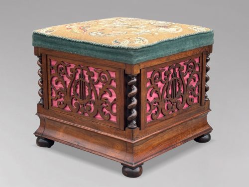 19TH CENTURY VICTORIAN PERIOD ROSEWOOD PIANO STOOL C1860