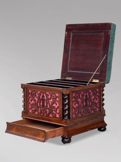 19TH CENTURY VICTORIAN PERIOD ROSEWOOD PIANO STOOL C1860 - ADDITIONAL PHOTO 9