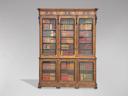 19TH CENTURY FRENCH WALNUT EBONY LIBRARY BOOKCASE C1860 - ADDITIONAL PHOTO 1