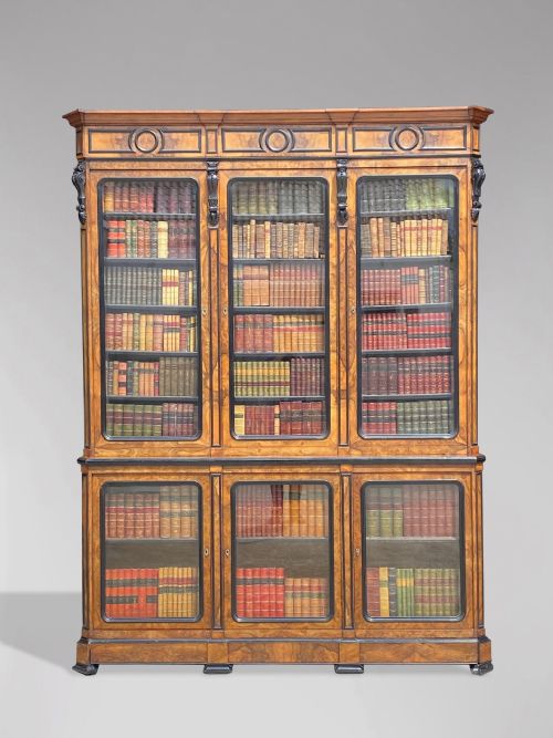 19TH CENTURY FRENCH WALNUT EBONY LIBRARY BOOKCASE C1860 - ADDITIONAL PHOTO 4