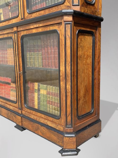 19TH CENTURY FRENCH WALNUT EBONY LIBRARY BOOKCASE C1860 - ADDITIONAL PHOTO 5