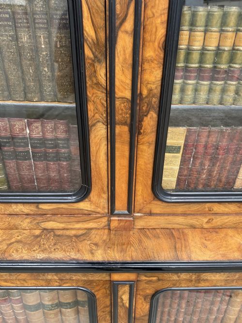 19TH CENTURY FRENCH WALNUT EBONY LIBRARY BOOKCASE C1860 - ADDITIONAL PHOTO 6