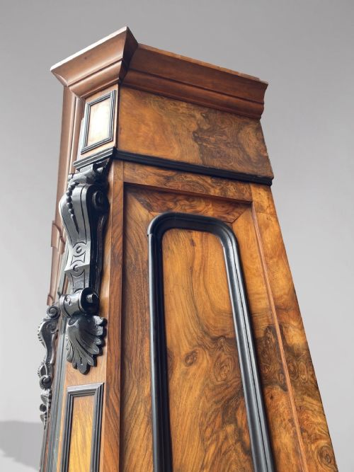 19TH CENTURY FRENCH WALNUT EBONY LIBRARY BOOKCASE C1860 - ADDITIONAL PHOTO 9
