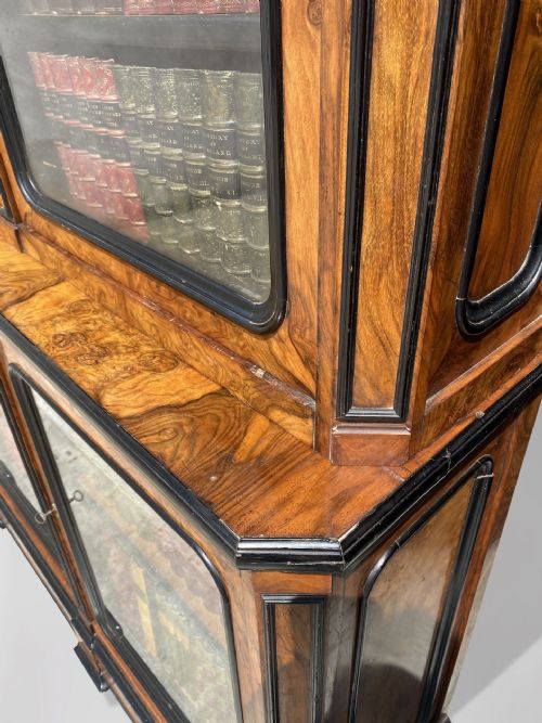 19TH CENTURY FRENCH WALNUT EBONY LIBRARY BOOKCASE C1860 - ADDITIONAL PHOTO 10