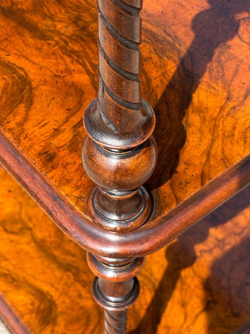 19TH CENTURY VICTORIAN PERIOD WALNUT 3TIER WHATNOT C1880 - ADDITIONAL PHOTO 2
