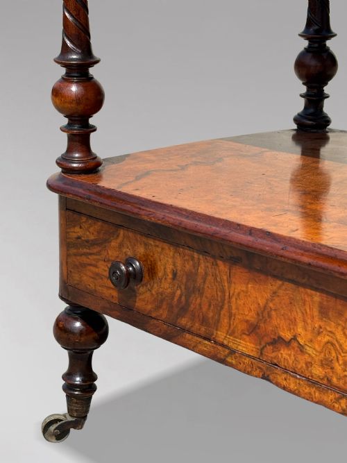 19TH CENTURY VICTORIAN PERIOD WALNUT 3TIER WHATNOT C1880 - ADDITIONAL PHOTO 3