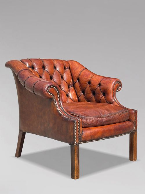 19TH CENTURY BROWN LEATHER CLUB ARMCHAIR C1880 - ADDITIONAL PHOTO 3