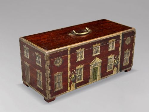 19TH CENTURY OAK PAINTED COUNTRY GEORGIAN HOUSE FACADE BOX C1840 - ADDITIONAL PHOTO 1