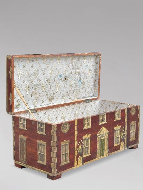 19TH CENTURY OAK PAINTED COUNTRY GEORGIAN HOUSE FACADE BOX C1840 - ADDITIONAL PHOTO 6