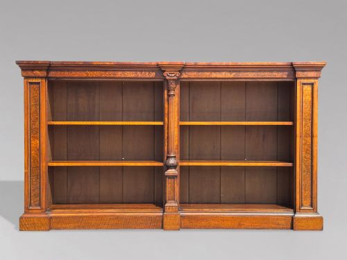 19TH CENTURY WILLIAM IV PERIOD BURR WALNUT LOW OPEN BOOKCASE C1840 - ADDITIONAL PHOTO 9