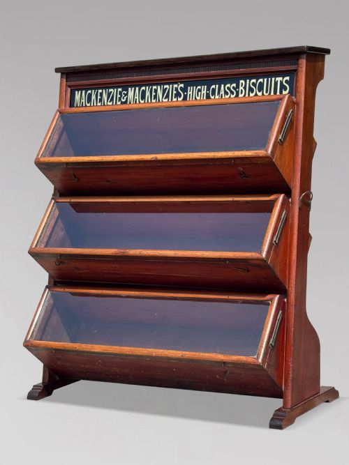 19TH CENTURY MAHOGANY MACKENZIE'S BISCUITS DISPLAY CABINET C1880