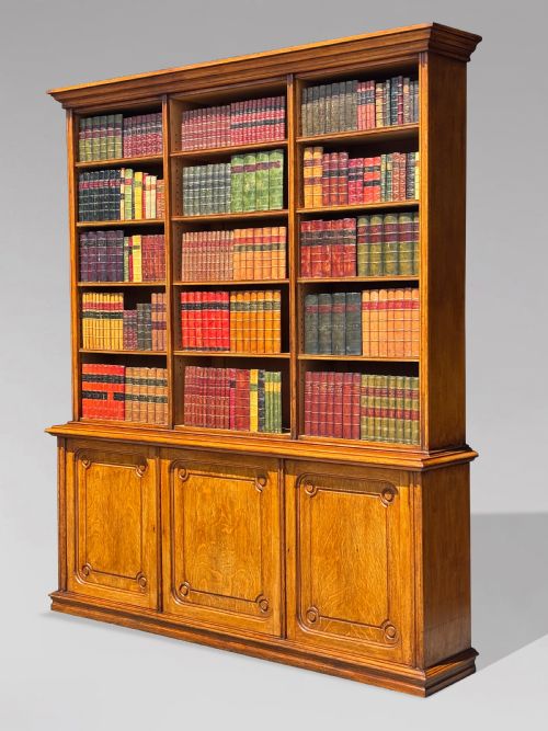 19TH CENTURY FRENCH TALL OAK OPEN BOOKCASE C1850 - ADDITIONAL PHOTO 1