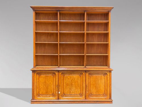 19TH CENTURY FRENCH TALL OAK OPEN BOOKCASE C1850 - ADDITIONAL PHOTO 7
