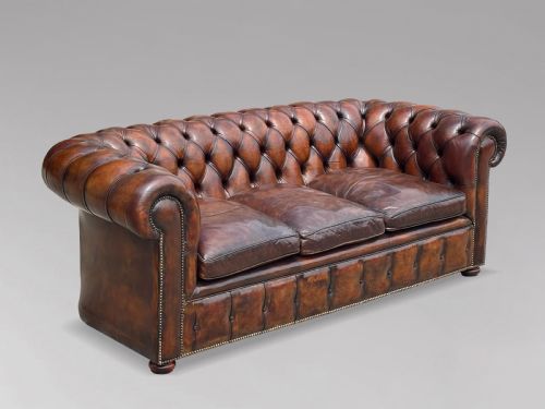 19TH CENTURY VICTORIAN BROWN LEATHER 3SEATER CHESTERFIELD C1880 - ADDITIONAL PHOTO 8
