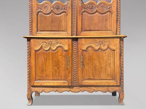 18TH CENTURY LOUIS XV OAK MASONIC BUFFET DEUX CORPS CABINET C1780 - ADDITIONAL PHOTO 4