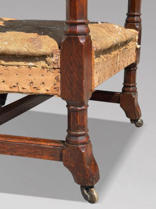 PAIR OF 19TH CENTURY VICTORIAN OAK GOTHIC ARMCHAIRS C1860 - ADDITIONAL PHOTO 9