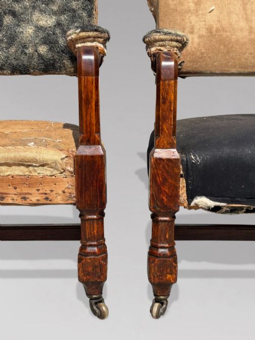 PAIR OF 19TH CENTURY VICTORIAN OAK GOTHIC ARMCHAIRS C1860 - ADDITIONAL PHOTO 10