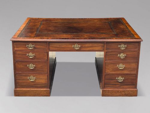 Large 18th Century George III Period Mahogany Partners Desk, C1790