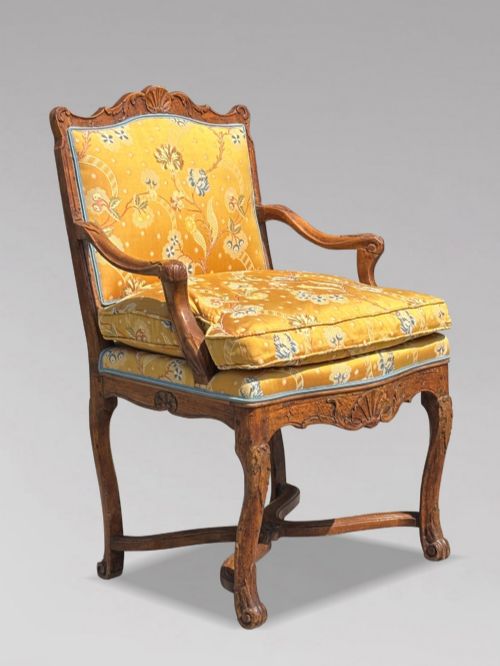 18th Century French Walnut Upholstered Armchair, C1790