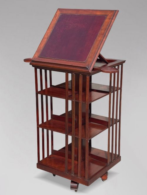 19th Century Tall French Mahogany Revolving Bookcase, C1880