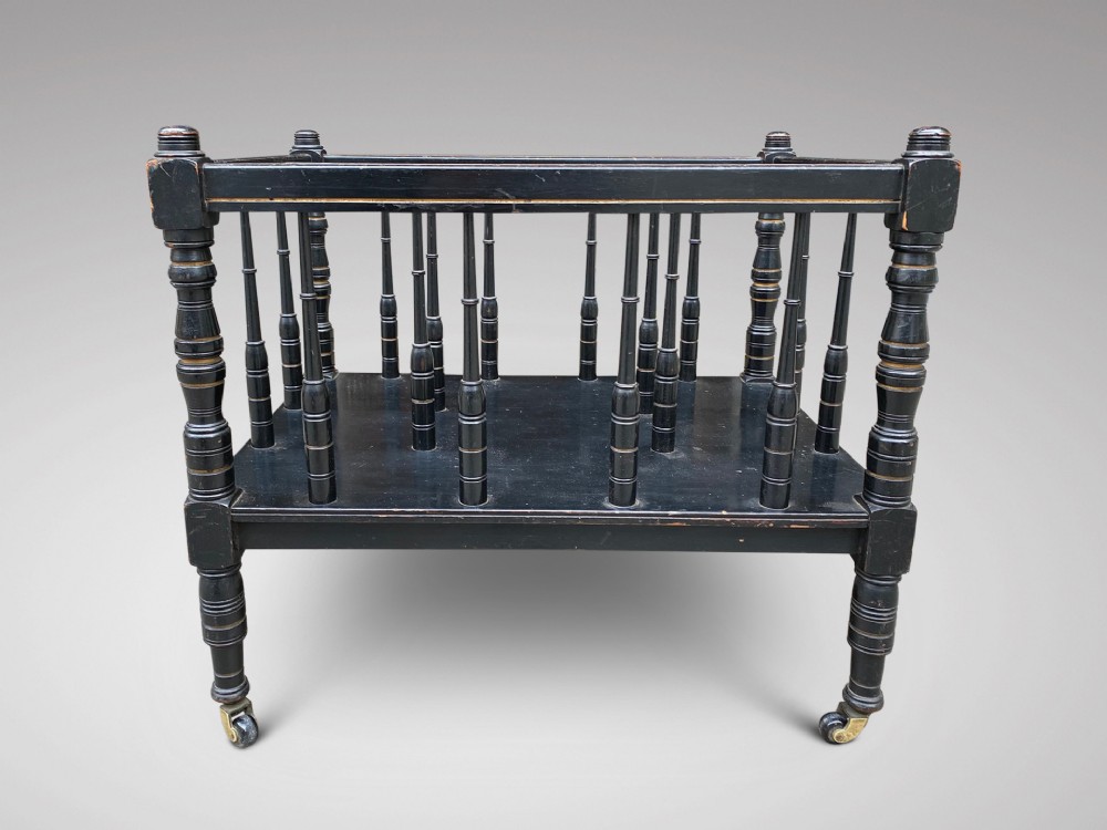 19TH CENTURY EBONISED CANTERBURY