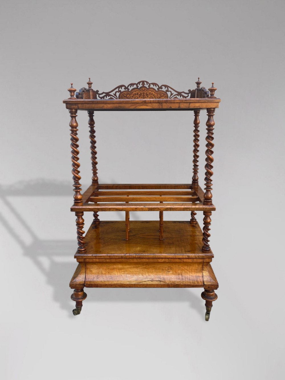 19TH CENTURY VICTORIAN WALNUT CANTERBURY WHATNOT MUSIC STAND